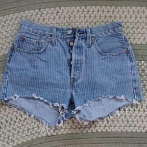 Levi's Blue Jean Shorts with Distressed Hem